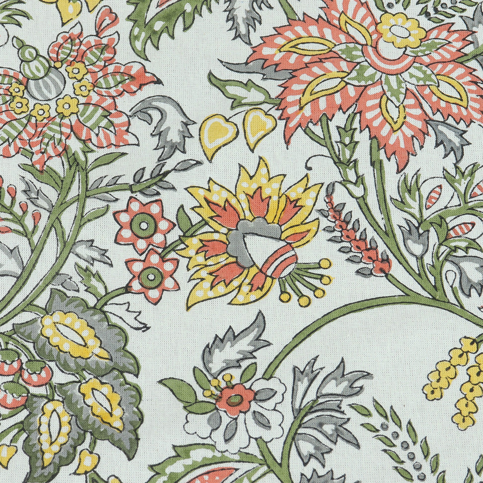 Orange and Green Block Printed Cotton Tablecloth for Rectangle Dinning Decor - My Store