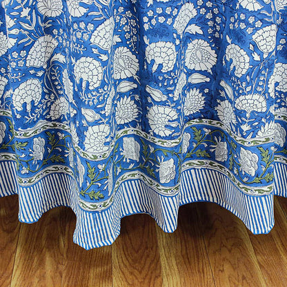 Blue and White Cotton Table Cloth For Dinning - Indian Block Printed Table Cover - My Store
