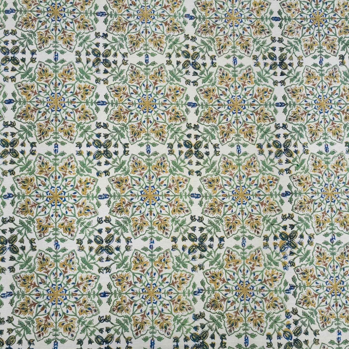 MultiColor and Yellow Block Print Cotton Tablecloth, Handmade Indian Rectangle Table Linen - My Store