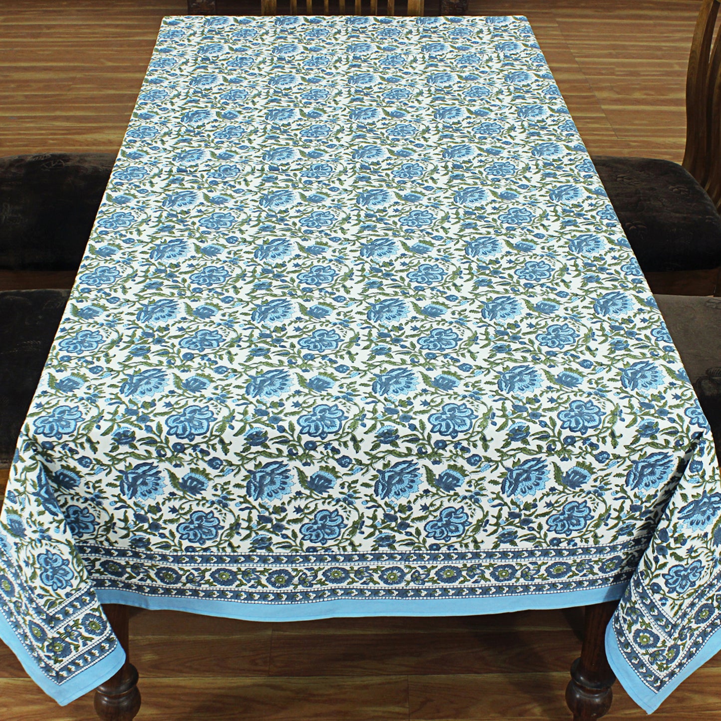 Blue and White Hand Block Printed Rectangle Dinning Tablecloth - My Store
