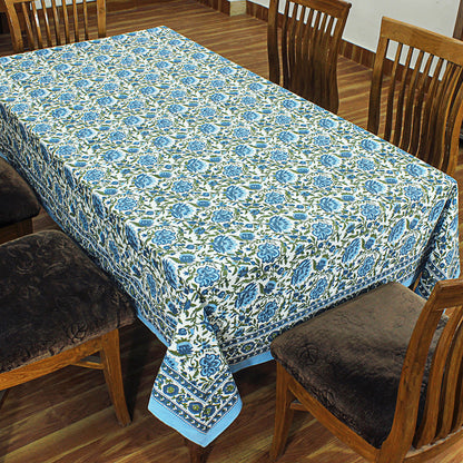 Blue and White Hand Block Printed Rectangle Dinning Tablecloth - My Store