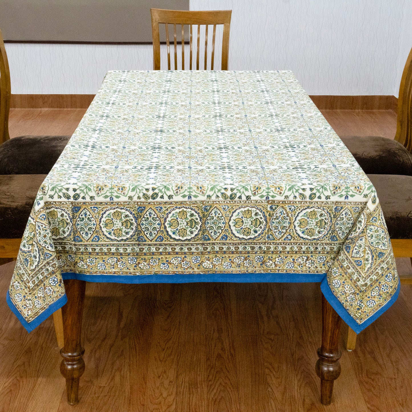 MultiColor and Yellow Block Print Cotton Tablecloth, Handmade Indian Rectangle Table Linen - My Store