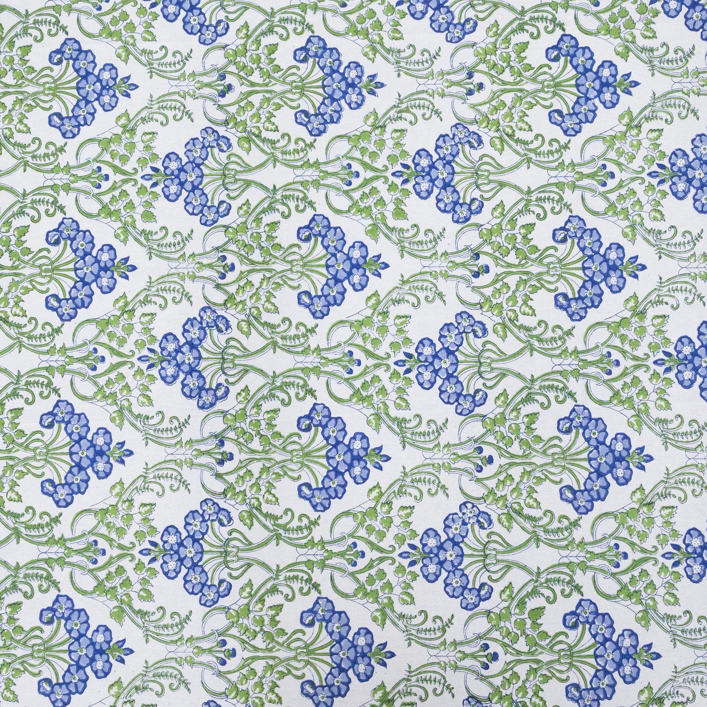 Indian Handmade Block Printed Green and Blue Floral Pattern Cotton Bed sheet For living Room, Kids Room - My Store