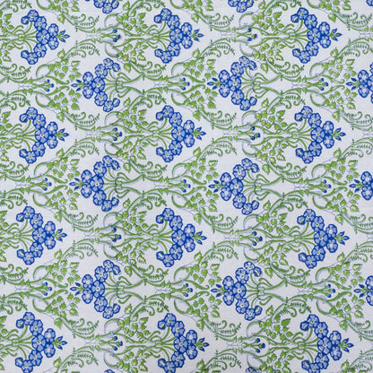Artisan Block Print Cotton Tablecloth, Green and Blue Indian Rectangle Dining Cover - My Store