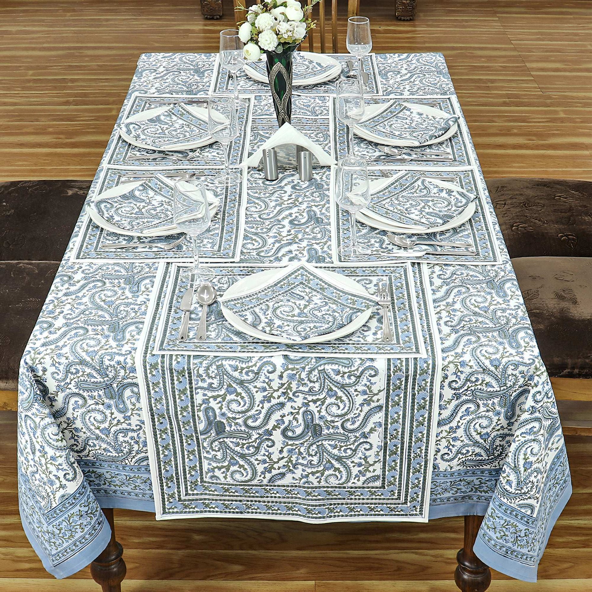 Blue & Green Dining Tablecloth, Wedding Parties Table Decor - My Store