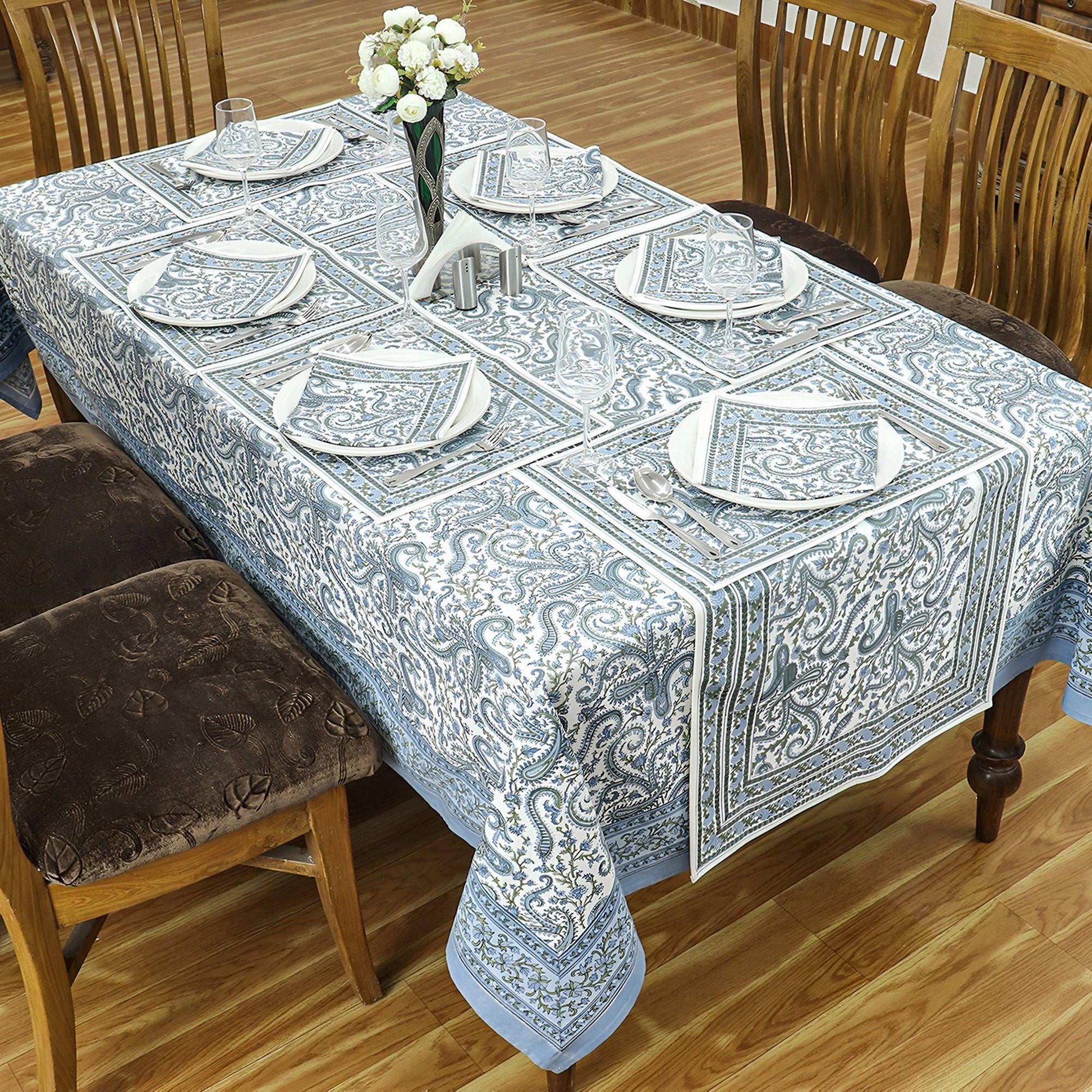 Blue & Green Dining Tablecloth, Wedding Parties Table Decor - My Store