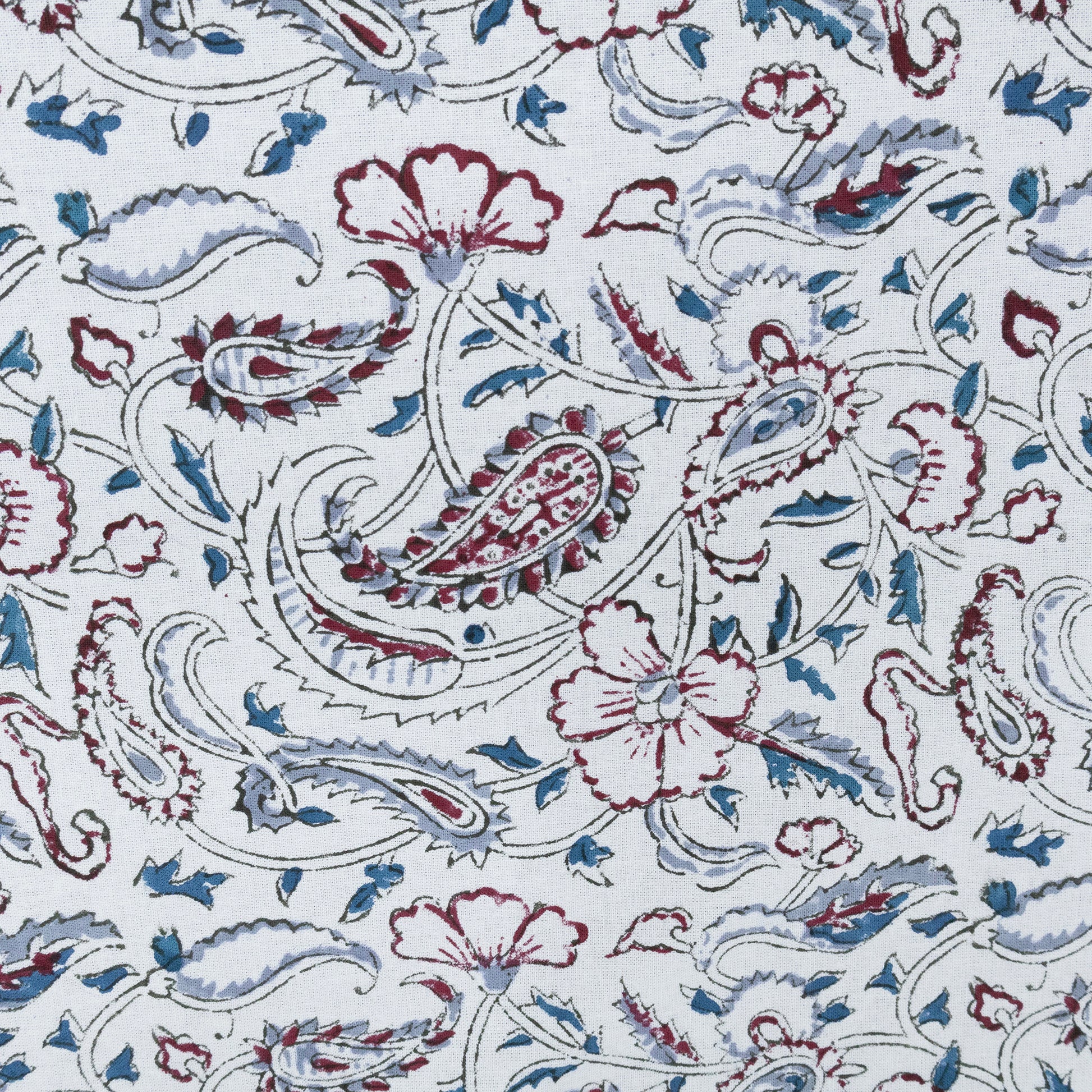 White and Blue Block Print Cotton Tablecloth, Handmade Indian Rectangle Table Linen - My Store