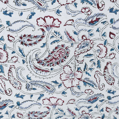 White and Blue Block Print Cotton Tablecloth, Handmade Indian Rectangle Table Linen - My Store