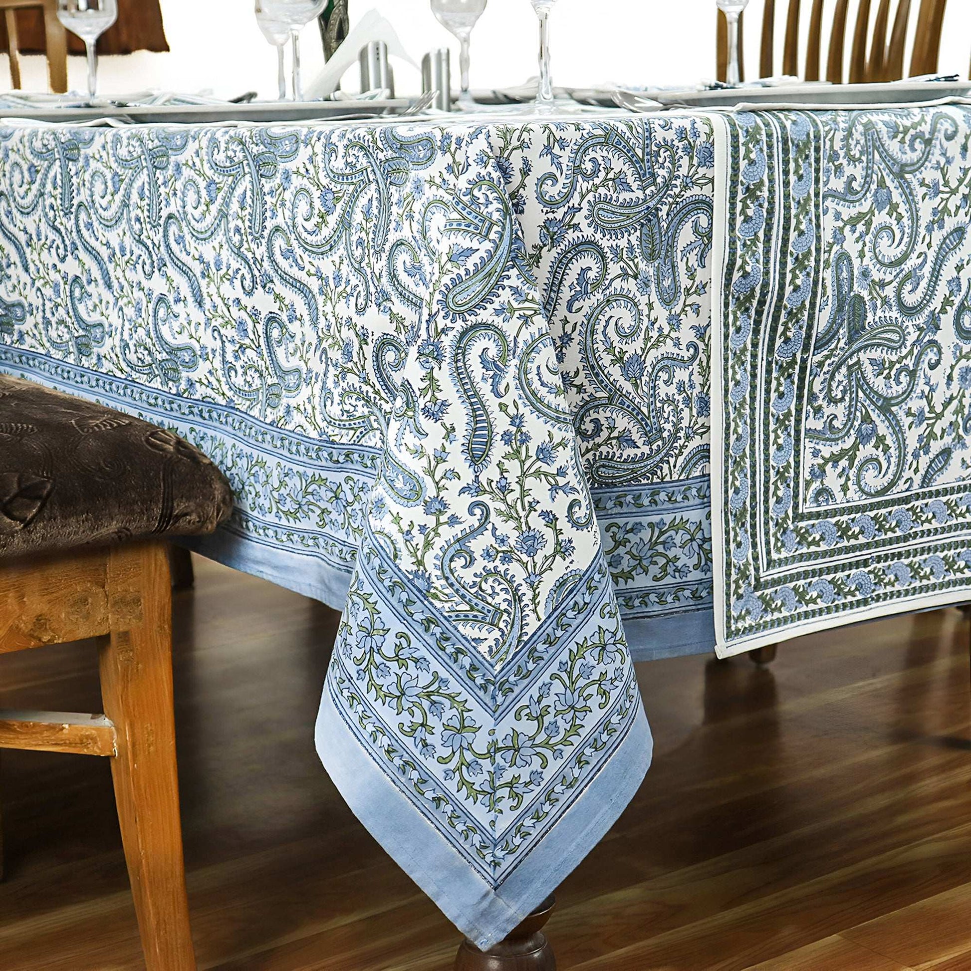 Blue & Green Dining Tablecloth, Wedding Parties Table Decor - My Store