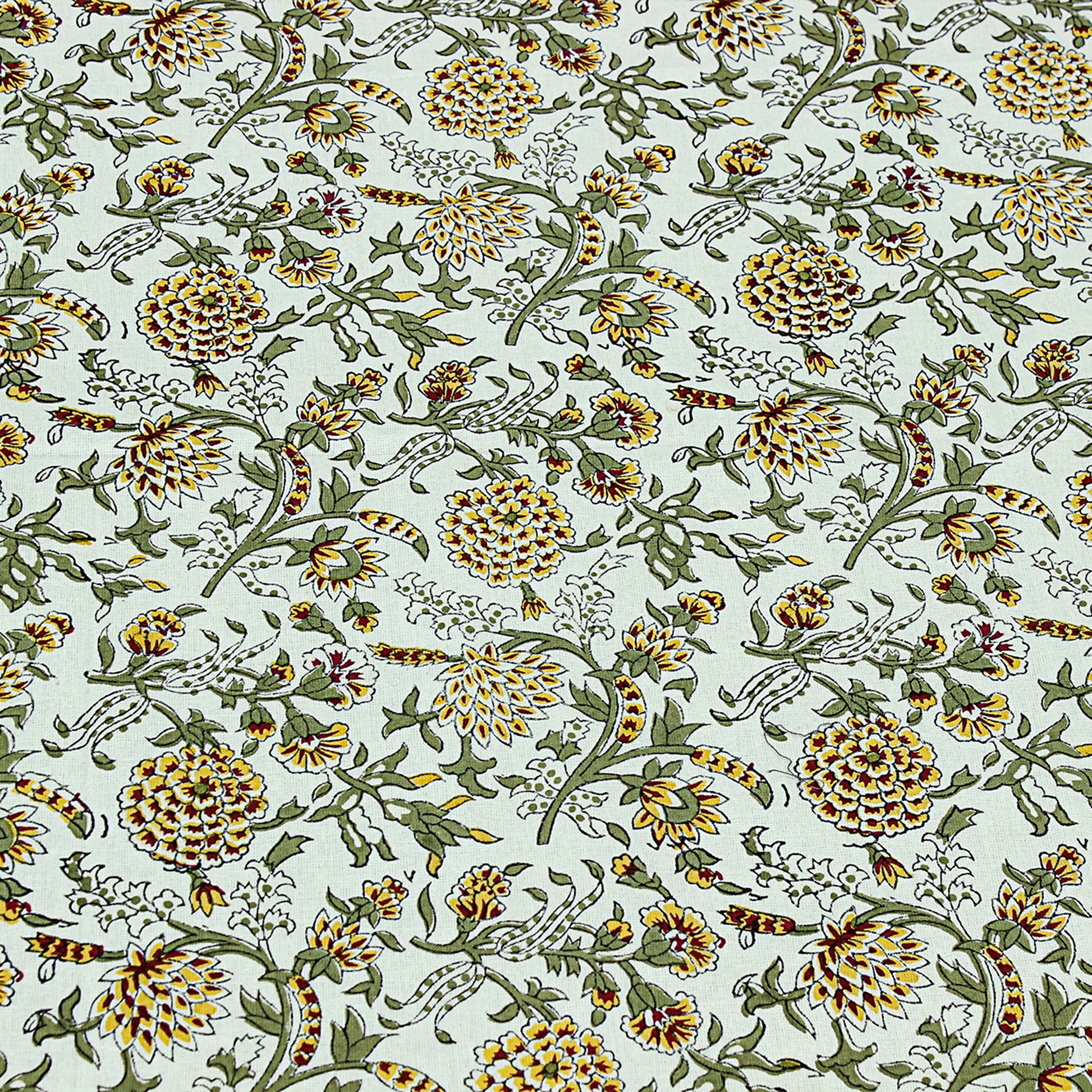 Indian Block Floral Print 100% Pure Cotton Cloth Tablecloth - My Store