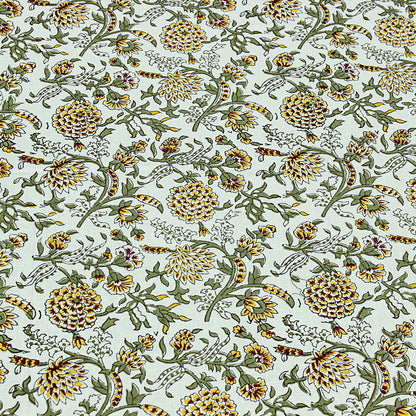 Indian Block Floral Print 100% Pure Cotton Cloth Tablecloth - My Store