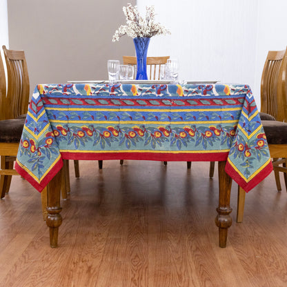 Indian Handmade Block Printed Cotton Purple and Red Rectangle Tablecloth - My Store