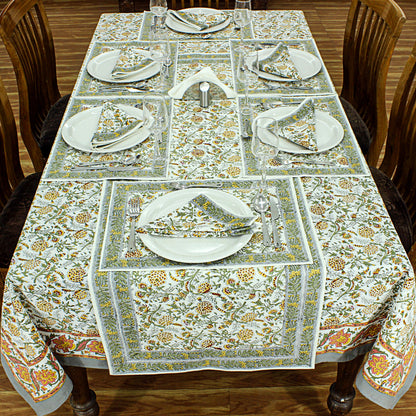 Indian Block Floral Print 100% Pure Cotton Cloth Tablecloth - My Store