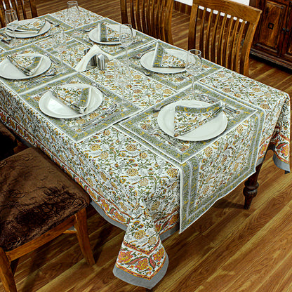 Indian Block Floral Print 100% Pure Cotton Cloth Tablecloth - My Store