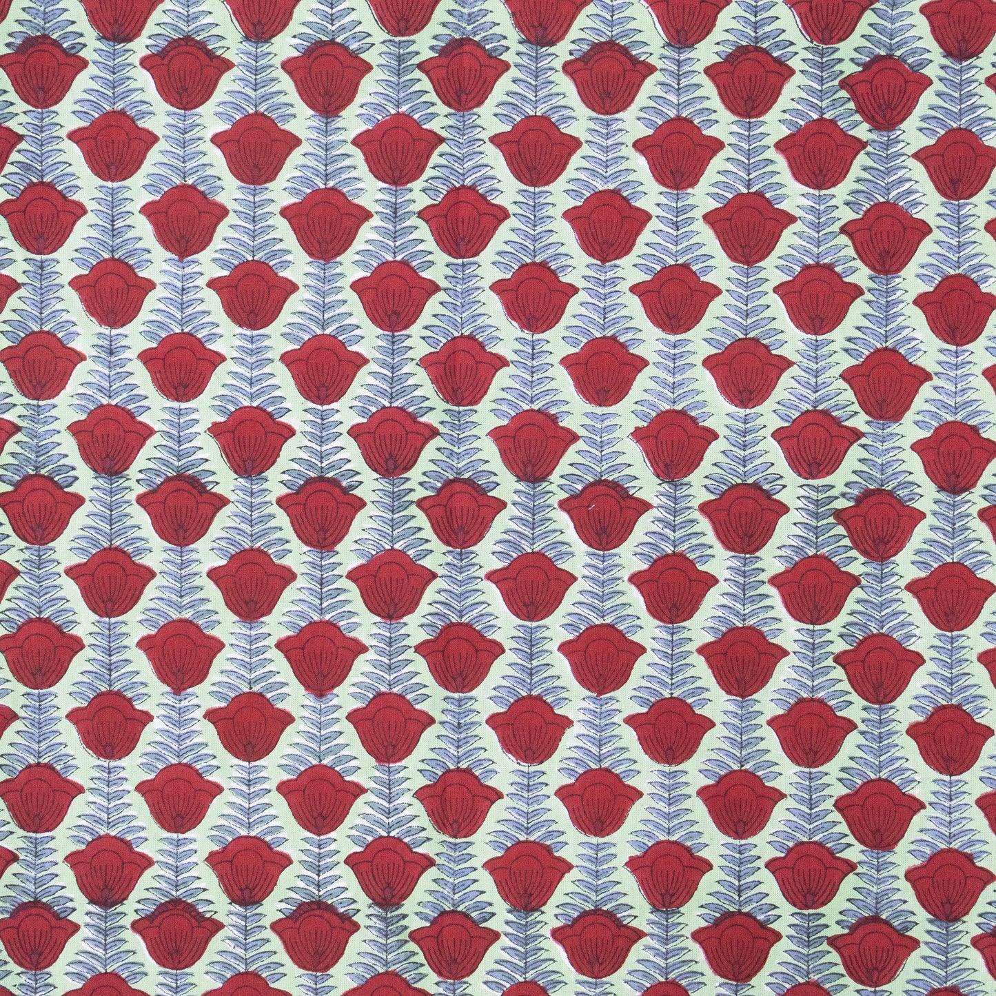 Red and Teal Green Indian Hand Block Floral Printed Tablecloth - My Store