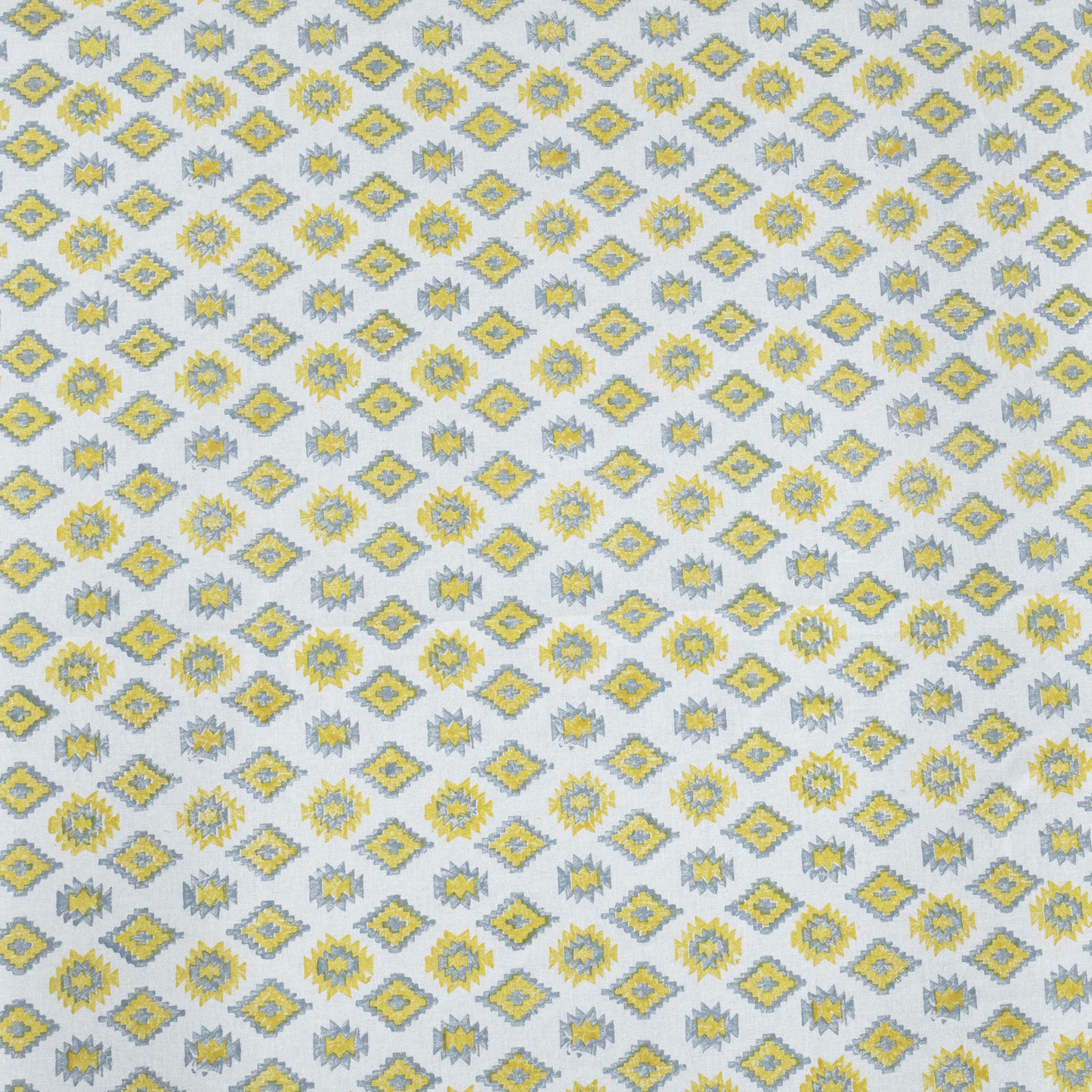 Indian Handmade Block Printed Cotton Yellow and Blue Rectangle Tablecloth - My Store