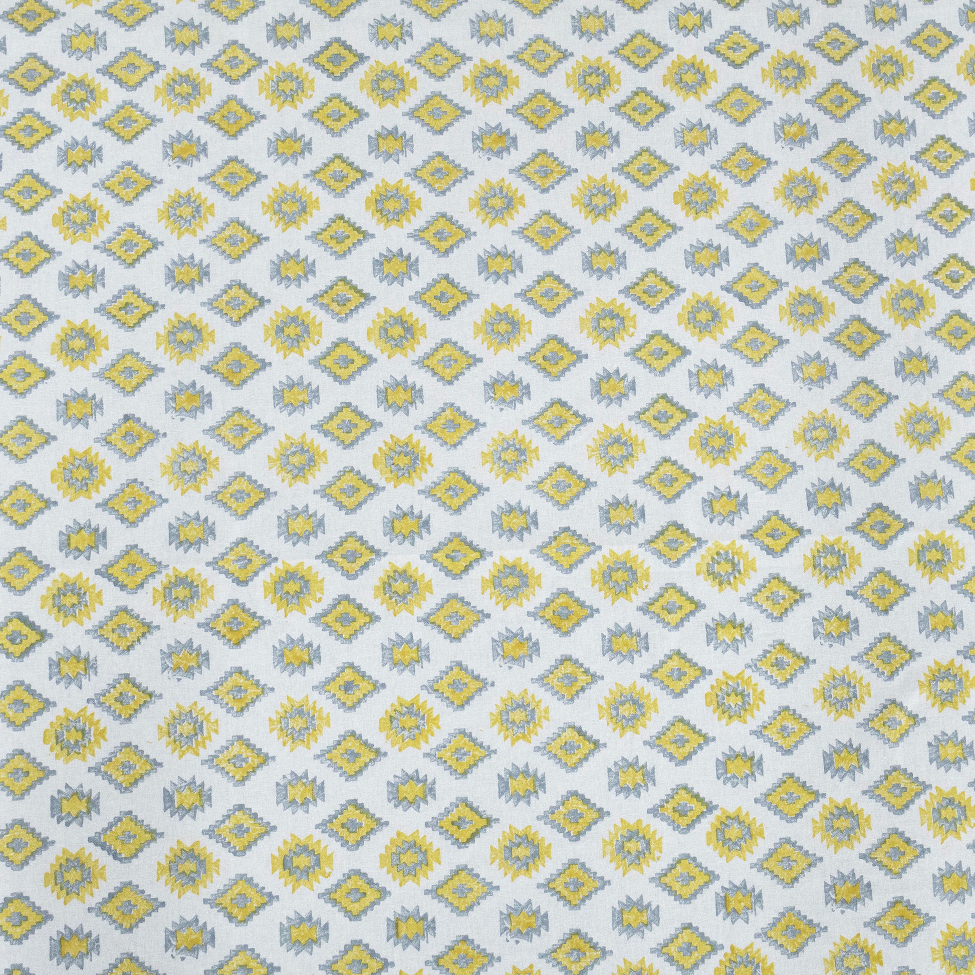 Indian Handmade Block Printed Cotton Yellow and Blue Rectangle Tablecloth - My Store