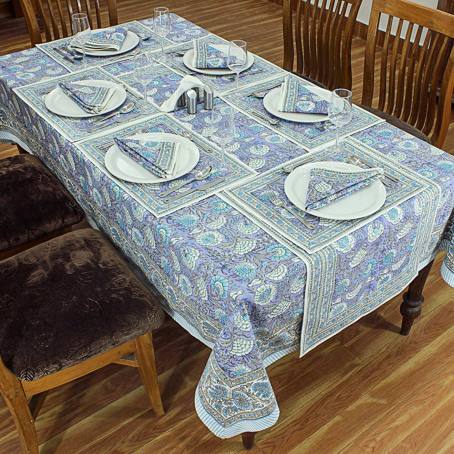 Indian Handmade Block Printed Cotton Tablecloth For Rectangle Dinning Decor - My Store