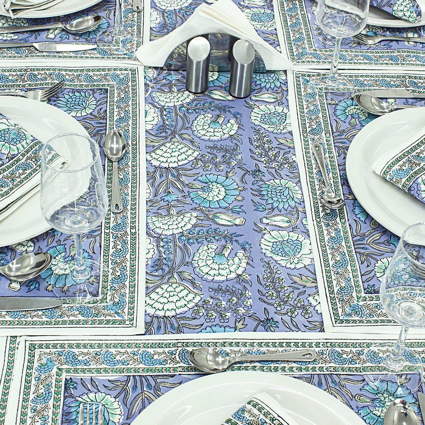 Indian Handmade Block Printed Cotton Tablecloth For Rectangle Dinning Decor - My Store