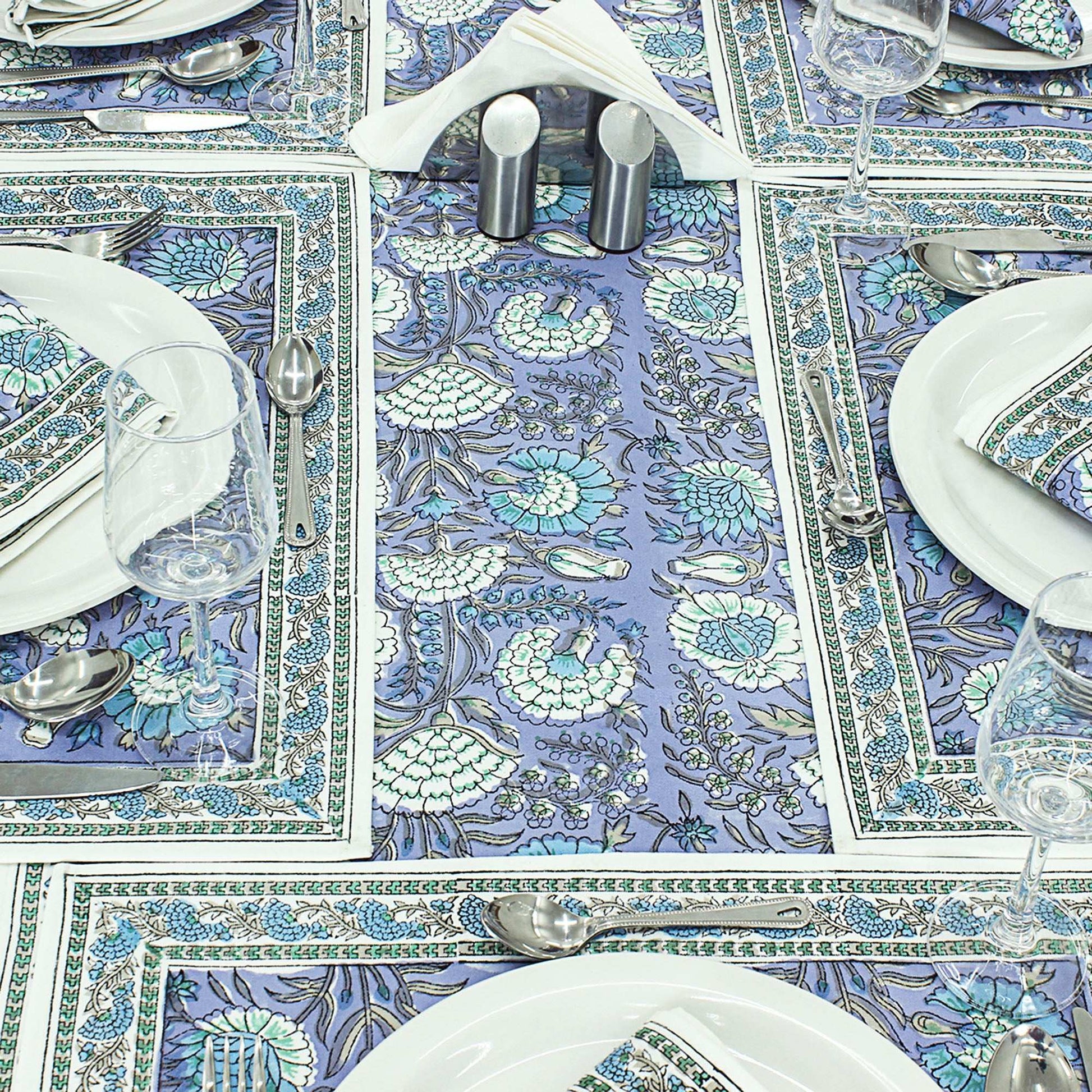 Indian Handmade Block Printed Cotton Tablecloth For Rectangle Dinning Decor - My Store