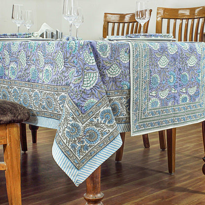 Indian Handmade Block Printed Cotton Tablecloth For Rectangle Dinning Decor - My Store