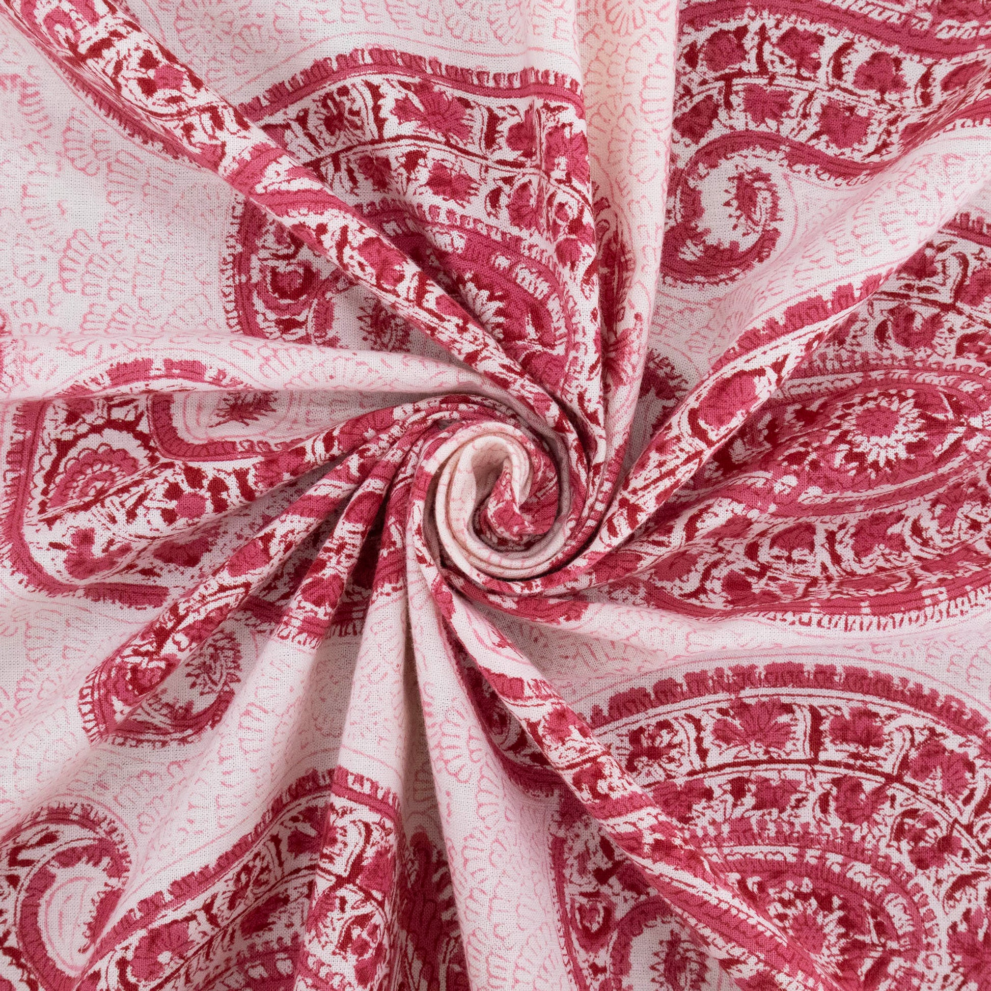 Indian Handmade Block Printed Cotton Pink and White Rectangle Tablecloth - My Store