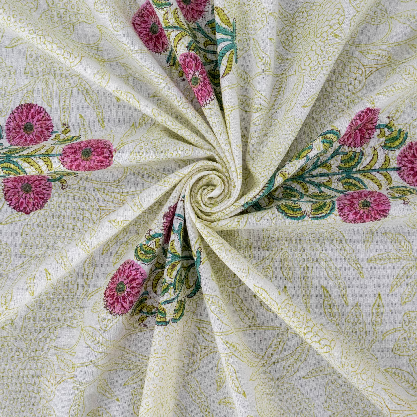 Artisan Block Print Cotton Tablecloth, White and Pink Indian Rectangle Dining Cover - My Store