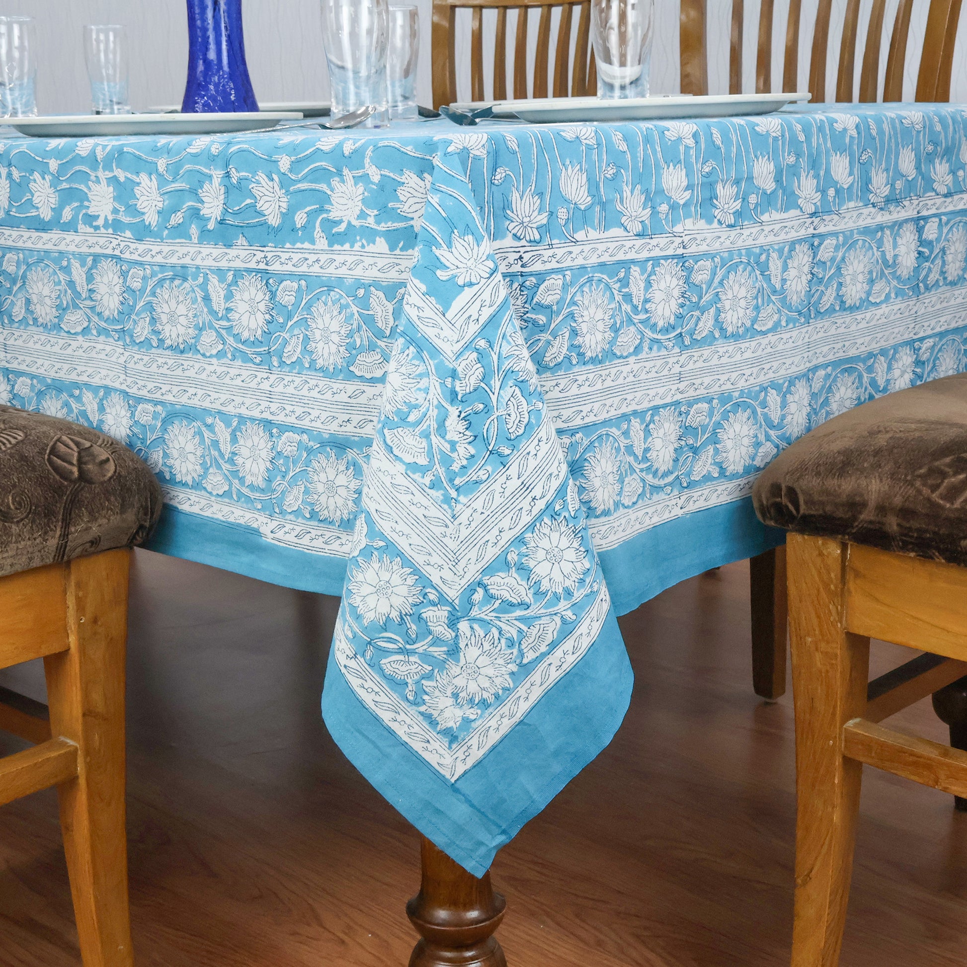 handmade tablecloth, blue and white tablecloth, block printed table cover, cotton table cover, premium cotton tablecloth, floral tablecloth, indian tablecloth, Jaipuri tablecloth, green and pink table linens, boho home decor, table cover for dinning table cover, rectangle table cover, table cloth for dinning decor, custom table cloth,  washable table cloth, outdoor tablecloth, indoor tablecloth, gifts for fathers day