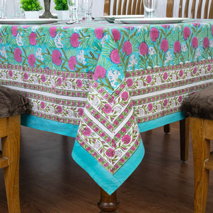 handmade tablecloth, green and pink tablecloth, block printed table cover, cotton table cover, premium cotton tablecloth, floral tablecloth, indian tablecloth, Jaipuri tablecloth, green and pink table linens, boho home decor, table cover for dinning table cover, rectangle table cover, table cloth for dinning decor, custom table cloth,  washable table cloth, outdoor tablecloth, indoor tablecloth, gifts for fathers day