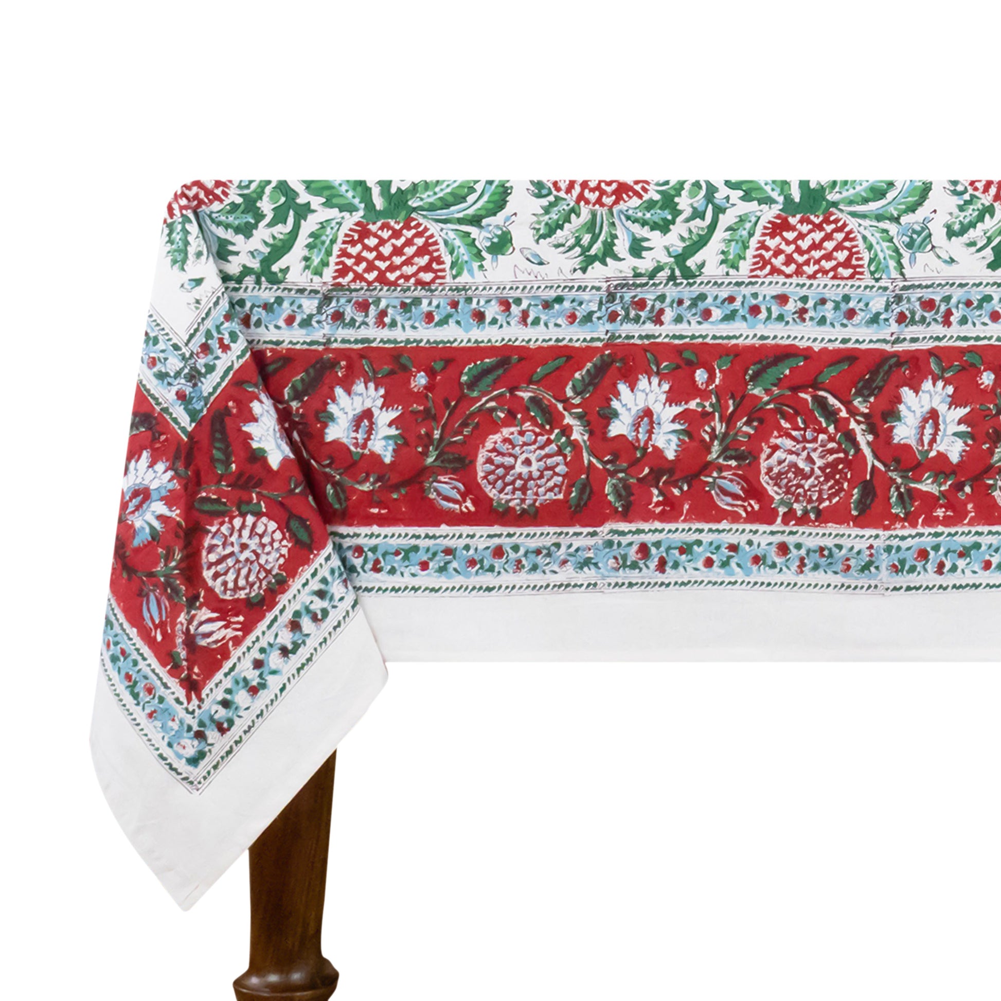 handmade tablecloth, green and red tablecloth, block printed table cover, cotton table cover, premium cotton tablecloth, floral tablecloth, indian tablecloth, Jaipuri tablecloth, green and pink table linens, boho home decor, table cover for dinning table cover, rectangle table cover, table cloth for dinning decor, custom table cloth,  washable table cloth, outdoor tablecloth, indoor tablecloth, gifts for fathers day