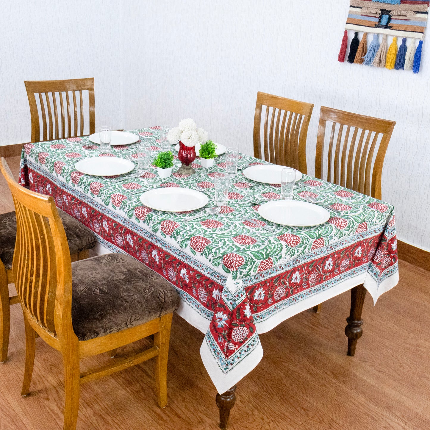handmade tablecloth, green and red tablecloth, block printed table cover, cotton table cover, premium cotton tablecloth, floral tablecloth, indian tablecloth, Jaipuri tablecloth, green and pink table linens, boho home decor, table cover for dinning table cover, rectangle table cover, table cloth for dinning decor, custom table cloth,  washable table cloth, outdoor tablecloth, indoor tablecloth, gifts for fathers day