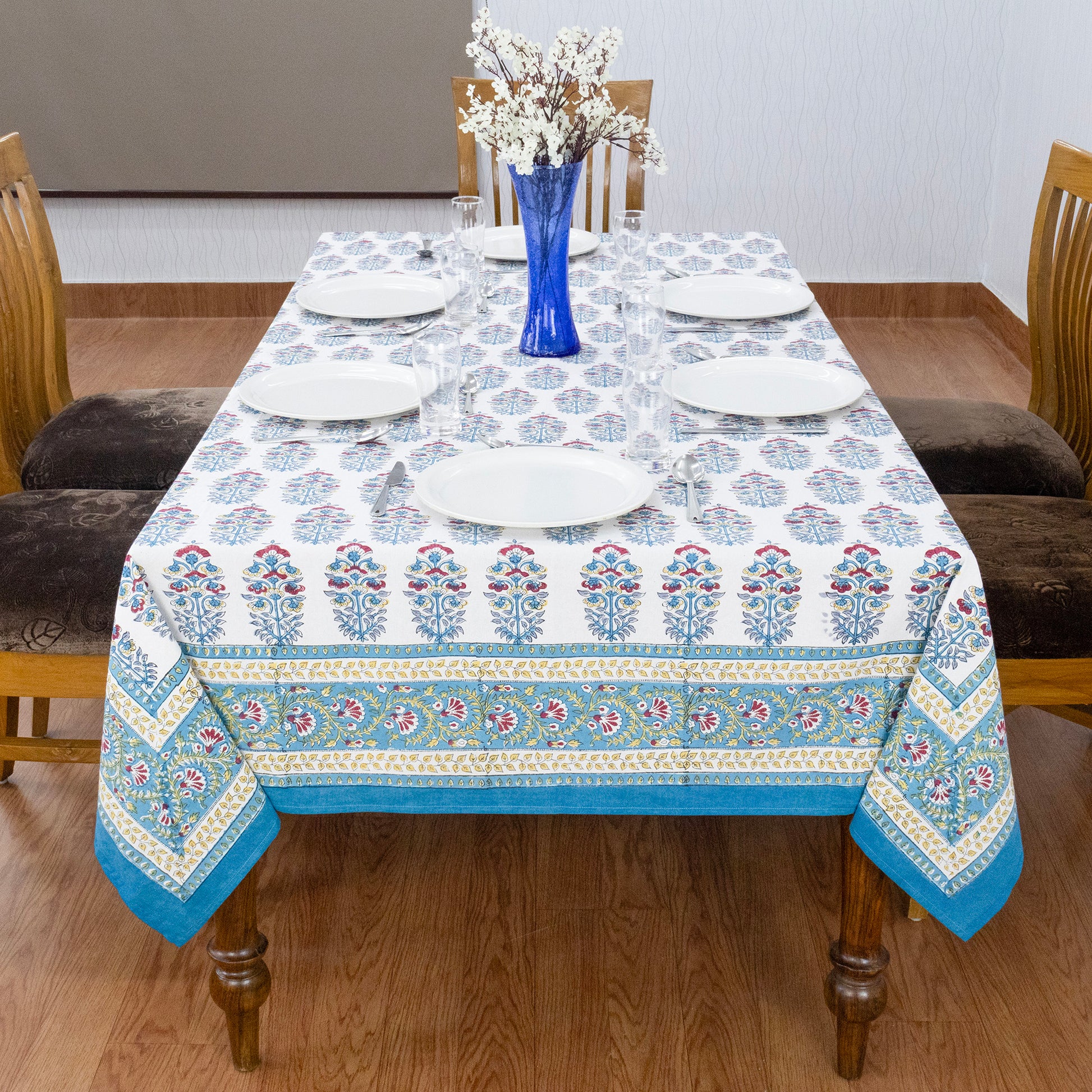 handmade tablecloth, blue and white tablecloth, block printed table cover, cotton table cover, premium cotton tablecloth, floral tablecloth, indian tablecloth, Jaipuri tablecloth, green and pink table linens, boho home decor, table cover for dinning table cover, rectangle table cover, table cloth for dinning decor, custom table cloth,  washable table cloth, outdoor tablecloth, indoor tablecloth, gifts for fathers day