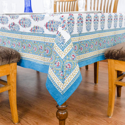 handmade tablecloth, blue and white tablecloth, block printed table cover, cotton table cover, premium cotton tablecloth, floral tablecloth, indian tablecloth, Jaipuri tablecloth, green and pink table linens, boho home decor, table cover for dinning table cover, rectangle table cover, table cloth for dinning decor, custom table cloth,  washable table cloth, outdoor tablecloth, indoor tablecloth, gifts for fathers day