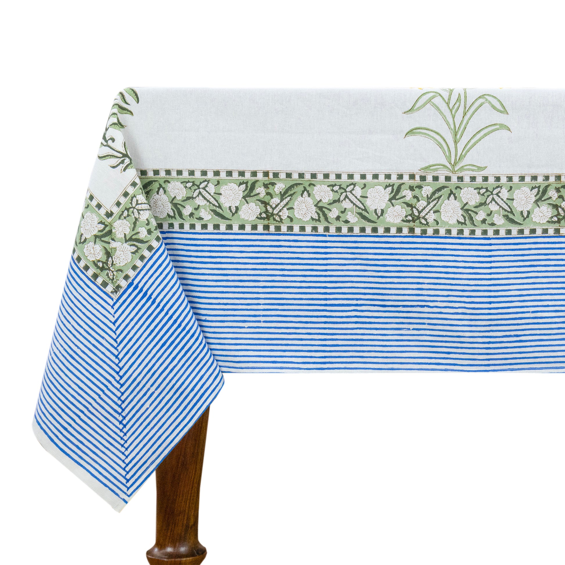 handmade tablecloth, white and blue tablecloth, block printed table cover, cotton table cover, premium cotton tablecloth, floral tablecloth, indian tablecloth, Jaipuri tablecloth, green and pink table linens, boho home decor, table cover for dinning table cover, rectangle table cover, table cloth for dinning decor, custom table cloth,  washable table cloth, outdoor tablecloth, indoor tablecloth, gifts for fathers day