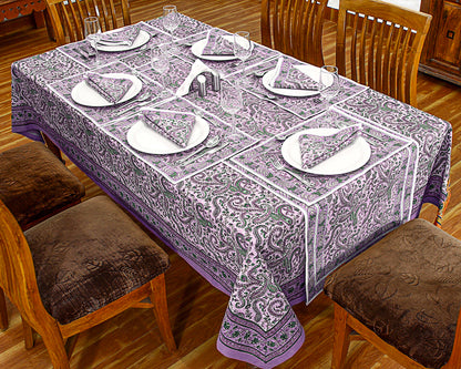 Cotton Floral Purple Green Rectangle Dinning Tablecloth - My Store