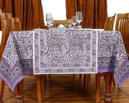 Cotton Floral Purple Green Rectangle Dinning Tablecloth - My Store