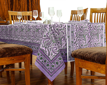 Cotton Floral Purple Green Rectangle Dinning Tablecloth - My Store