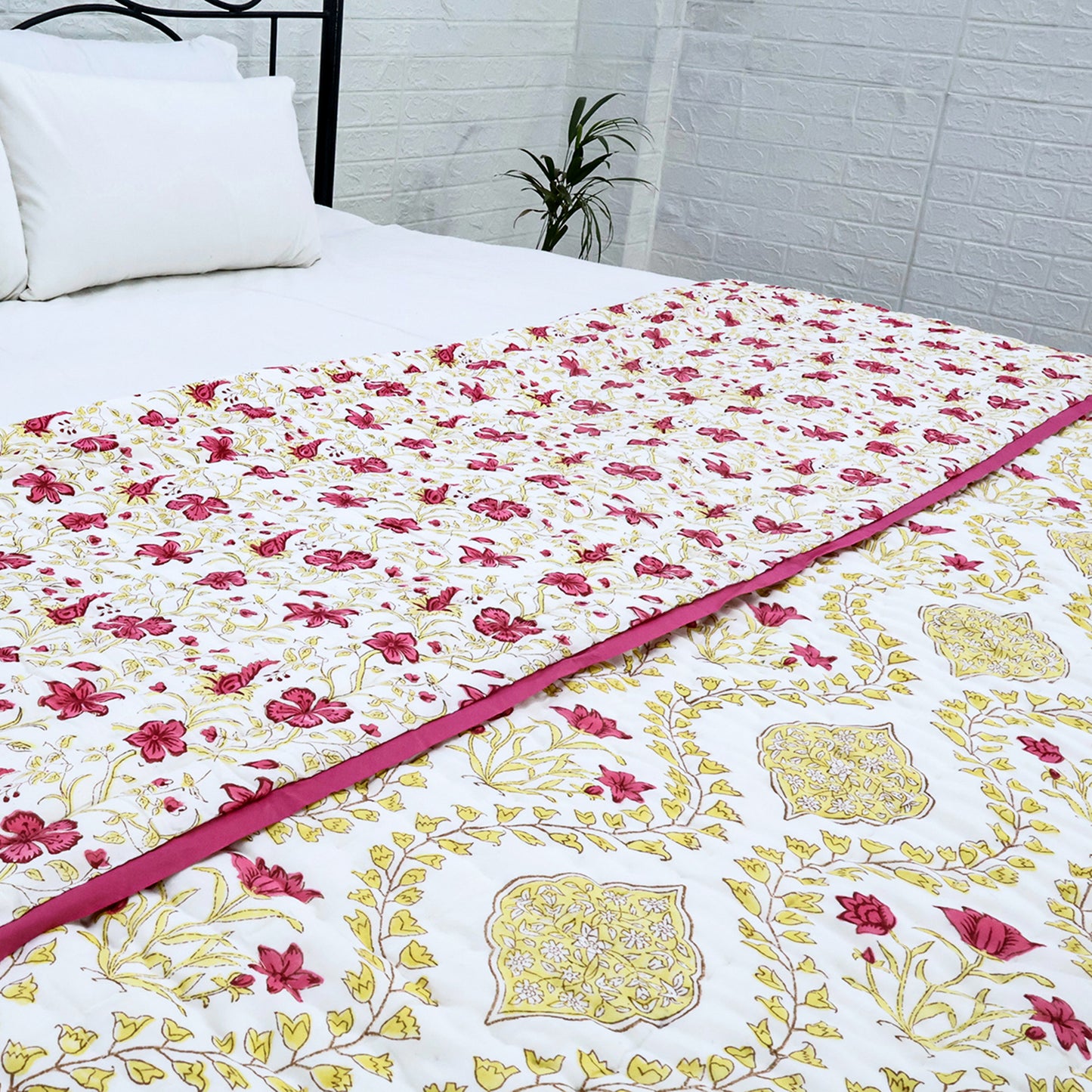 Floral Cotton Block Printed Quilts - My Store