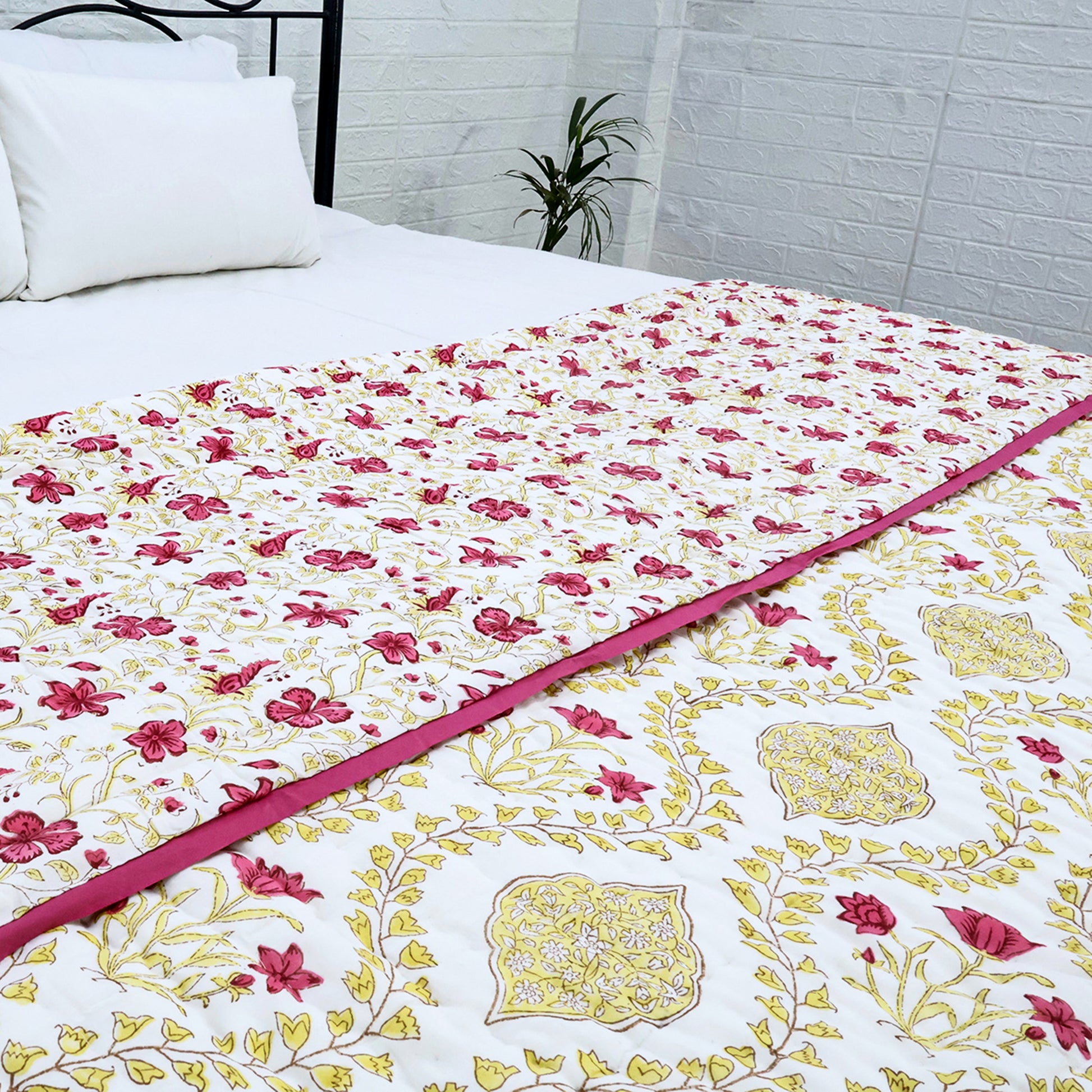 Floral Cotton Block Printed Quilts - My Store