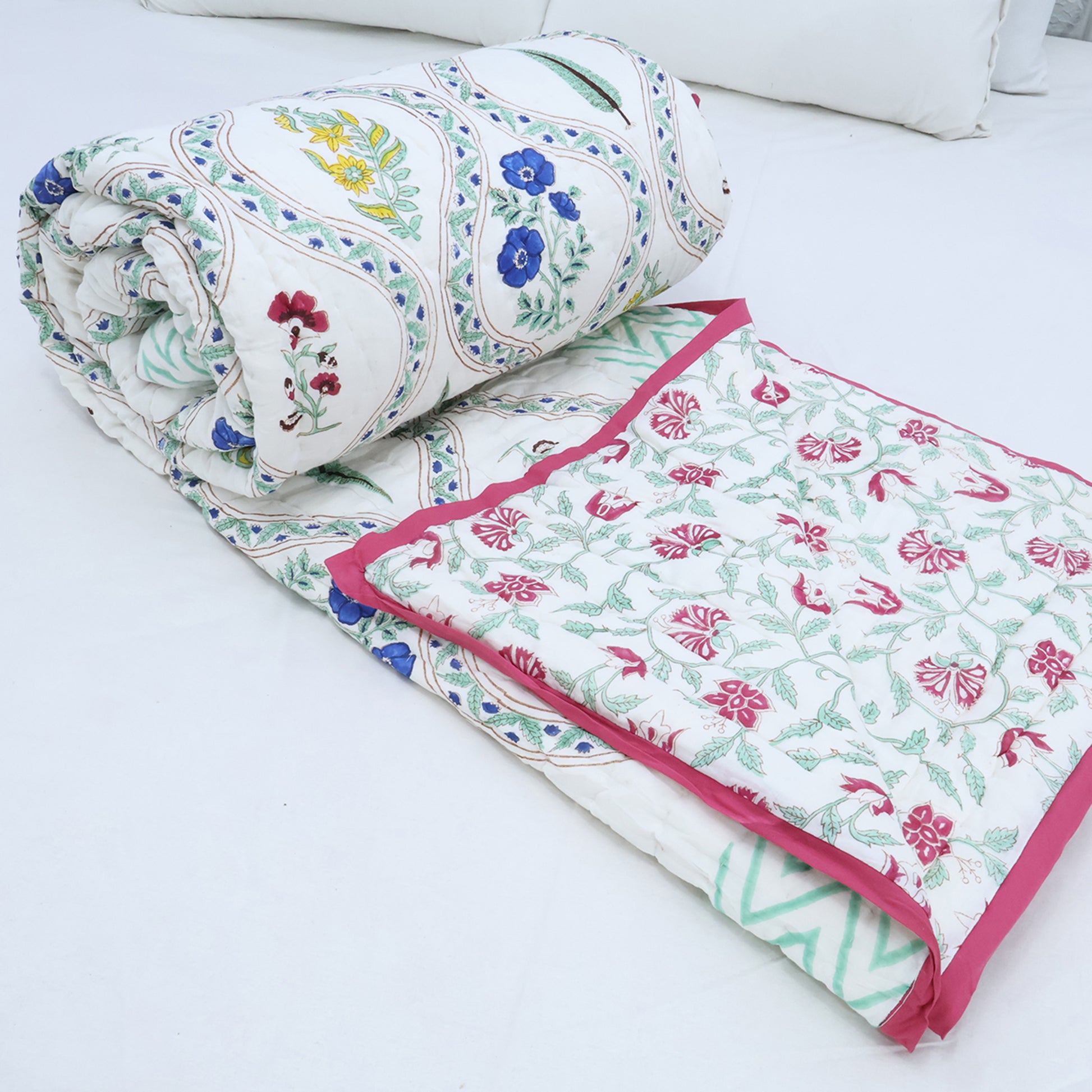 Indian Hand Block Printed Cotton Quilts - My Store