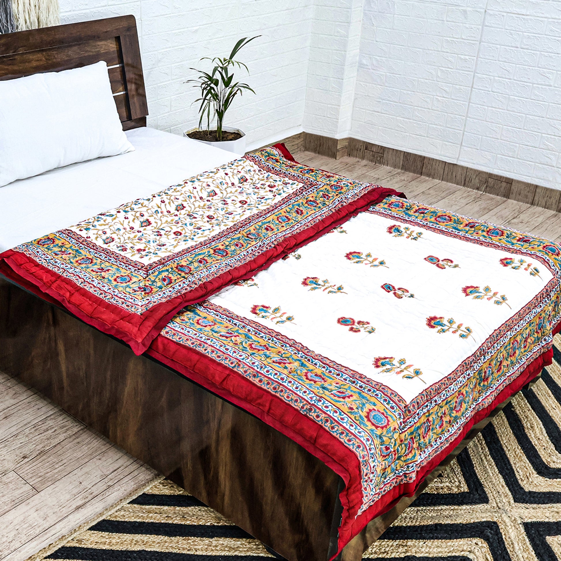 Indian Hand Block Printed Stylish Reversible Cotton Quilts - My Store