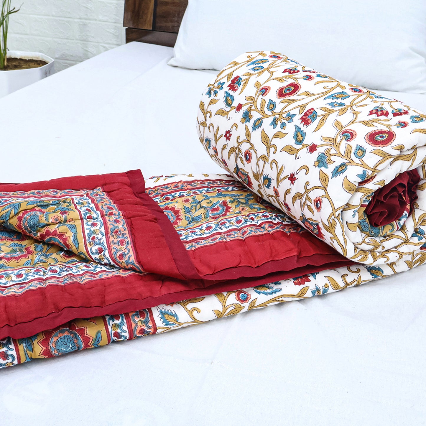 Indian Hand Block Printed Stylish Reversible Cotton Quilts - My Store