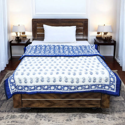 Blue and White Reversible Cotton Quilts - My Store