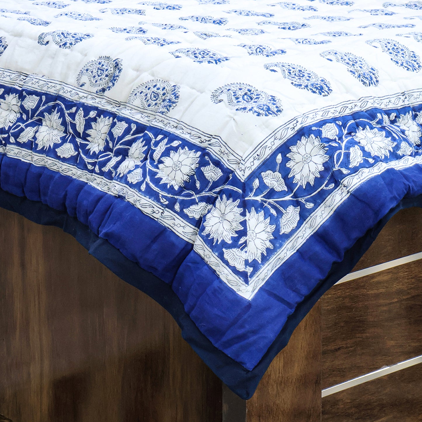 Blue and White Reversible Cotton Quilts - My Store