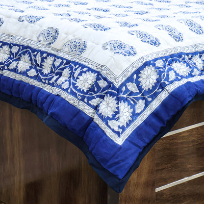 Blue and White Reversible Cotton Quilts - My Store