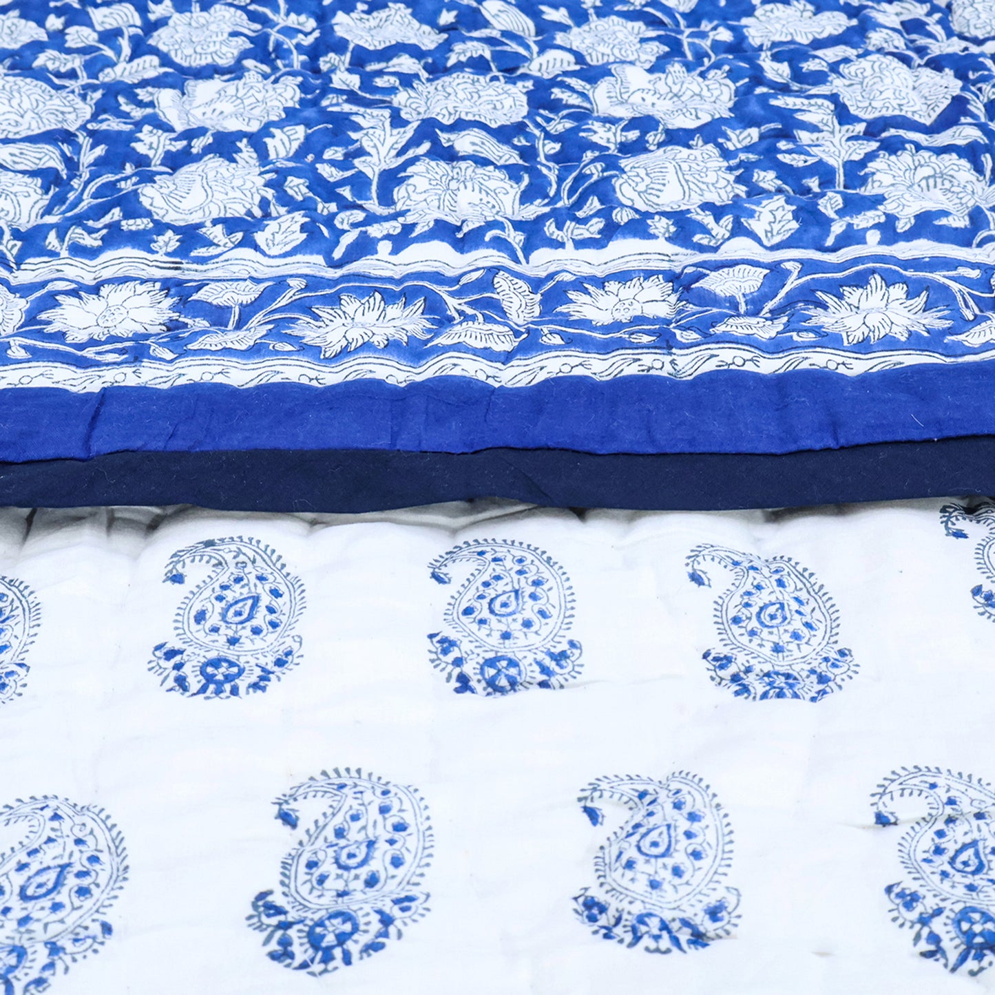 Blue and White Reversible Cotton Quilts - My Store