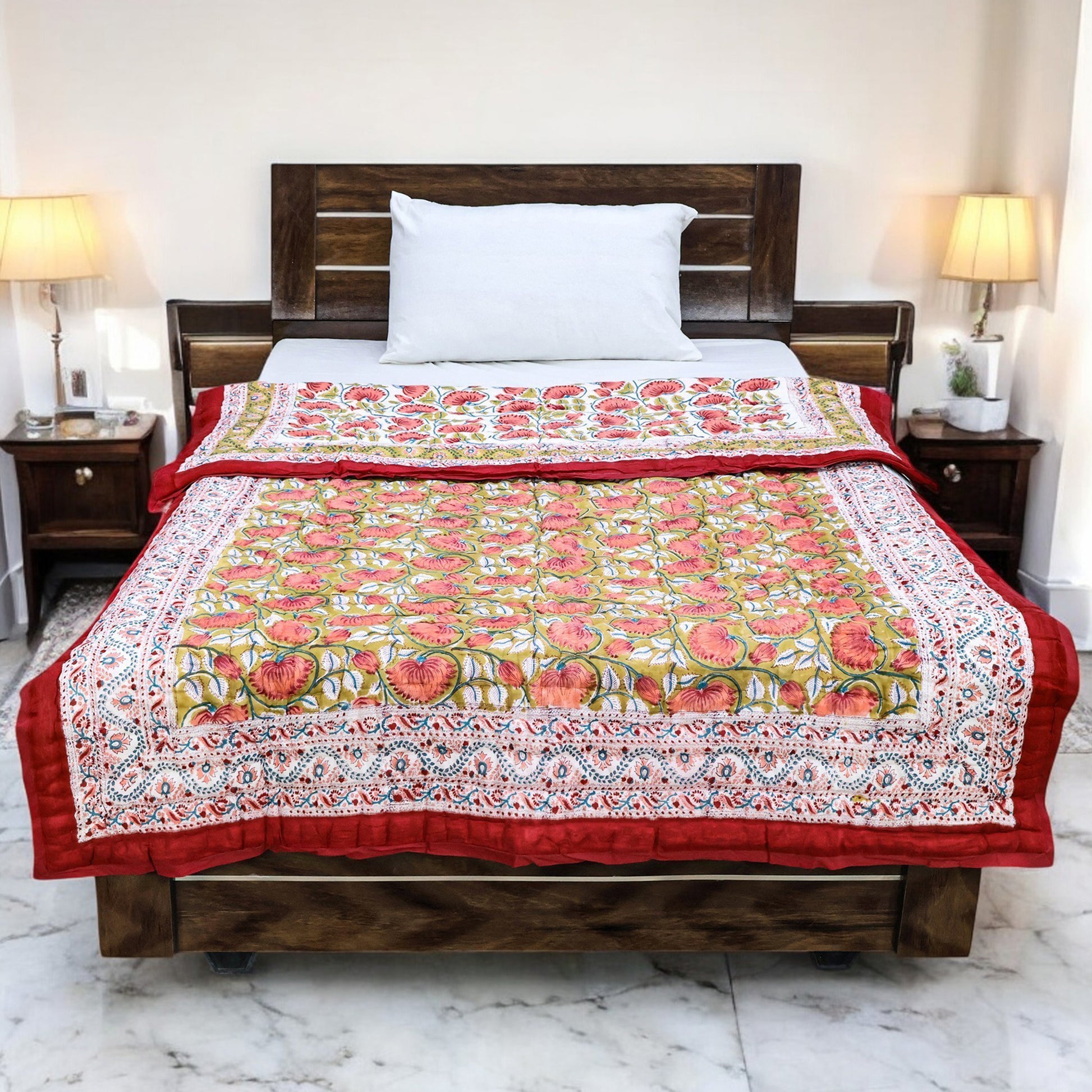 Red and Pink Handmade Cotton Quilts - My Store