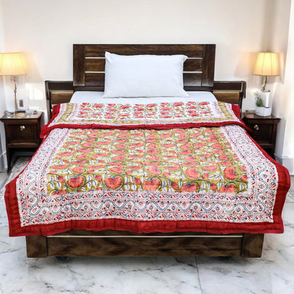 Red and Pink Handmade Cotton Quilts - My Store