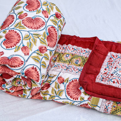 Red and Pink Handmade Cotton Quilts - My Store