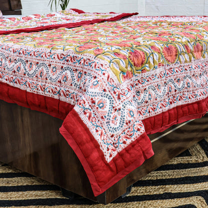 Red and Pink Handmade Cotton Quilts - My Store
